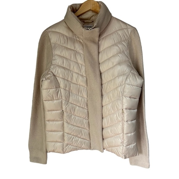 Calvin Klein Quilted Knit Puffer Jacket, Champagne, Large - Picture 1 of 9